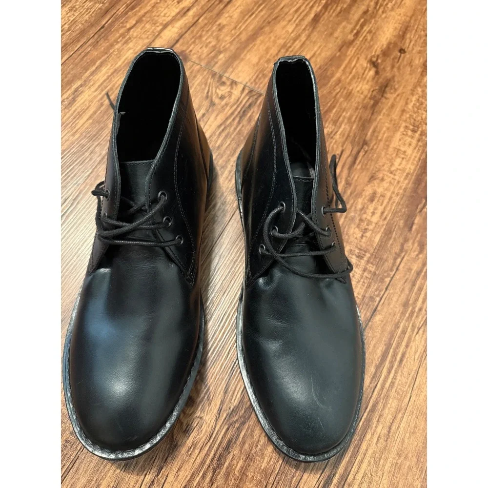 Crown Vintage Casper MI3129 Mens Black Leather Upper Chukka Desert Boots 8.5